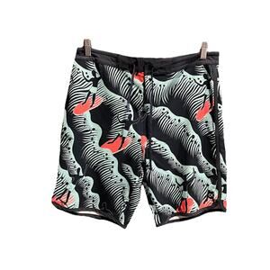 Outerknown Navy‎ Green Graphic Drawstring Men's Activewear Shorts Size 32